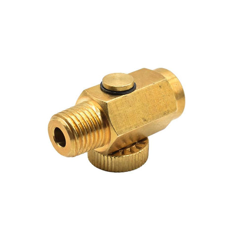 Inline Bleed Valve 1/4 Inch MPT to 1/4 Inch FPT All Brass Construction Adjustable Knurled Handle for Quick Easy Air Bleed Pneumatic Line Valve for Air Tools