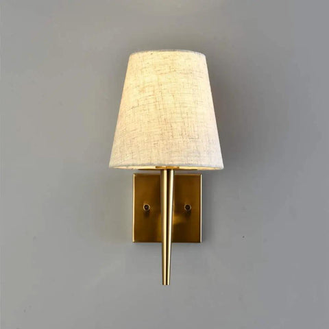 Mid Century Modern Plug In Wall Sconce Set With Beige Fabric Shade Antique Gold Finish 1 Light Indoor Wall Lamp For Hallway Bathroom Vanity Reading Nook Easy Install Pair