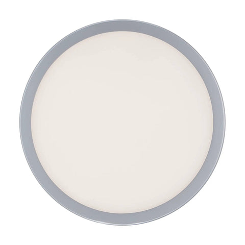Top view of Geos 10 Inch LED Round Low Profile Flush Mount Ceiling Light 3000K Warm White Titanium Finish With Edge Lit Frosted Diffuser