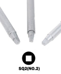 Three Pack Number Two Square Driver Bit Set With Three Lengths Two Inch Four Inch Six Inch for Pocket Hole Jig Systems close-up