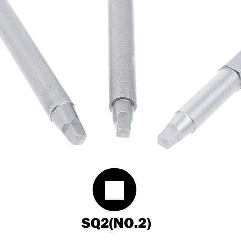 Three Pack Number Two Square Driver Bit Set With Three Lengths Two Inch Four Inch Six Inch for Pocket Hole Jig Systems close-up