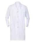 Unisex White Lab Coat Jacket For Science Class And Workwear, Long Sleeve Uniform For Docs And Nurses, Front View
