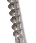 Close-up of a single stainless steel screw from the Massive 1000-Piece Do-It-All 8 By 2 And A Half Square Bugle Head Stainless Steel Screws Kit.