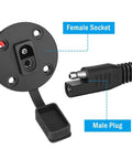 Beefy Weatherproof SAE Connector Power Cable Set 12AWG Extension Sidewall Port Flush Mount Quick Connect with female socket and male plug