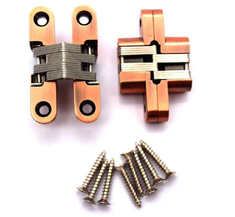 Heavy Duty Hidden Hinges For Heavy Doors And Folding Doors 180 Degree Flat Cross Hinges 1 Pair With Screws shown