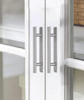 Two Pack Self Adhesive Drawer Handles Made From Corrosion Resistant Aluminum Alloy No Drilling Required Cabinet Pulls For Drawers Closets And More In Silver Finish Each Handle Measures About Five Point Nine Inches Long Five Point Nine Inches Wide And One installed on cabinet