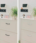Comparison of dresser with standard handles and Crystal Drawer Pulls Bling Handles For Dresser Cupboard Closet Wardrobe Doors 14 Cm 4 Pack In White