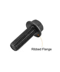 Rock Solid M14 Hex Serrated Flange Bolts 40mm Long 10.9 Grade Carbon Steel Screws With Black Oxide Coating ribbed flange detail