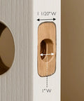 Smooth Operator Passage Door Latch With Six Way Adjustable Square Spindle Fits Hall And Closet Doors Quick Swap Heavy Duty Satin Nickel Finish Non Locking Interior Hardware detailed view of door latch cutout with measurements
