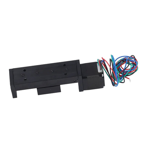 Sick Linear Rail Slide Actuator With 28 Stepper Motor And 50mm Stroke For DIY CNC Router X Y Z Accuracy Motion Stage Build, showing black metal body and wires.