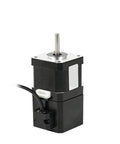 Brake stepper motor, model 42HS48-YC-PD, NEMA17, black body with silver top and exposed drive shaft