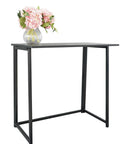 Rock Solid Collapsible Gaming Desk, No Sweat Folding Laptop Table For Home Office Hustle, Heavy Duty Scratch Resistant Particleboard Workstation With Grip Feet In Black with flowers on top