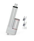 12V Electric Linear Actuator 100N Heavy Duty Load 22lb Capacity 6 Inch Stroke with mounting brackets and screws visible.
