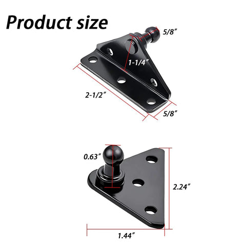 10Mm Ball Stud Mounting Bracket Kit 4 Flat Type Mounts With 16 Screws Beefy Iron Construction Auto Accessory dimensions shown