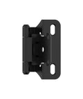 Heavy Duty Quarter Inch Overlay Cabinet Hinges In Slick Matte Black Finish, dual spring mechanism, 1/4 inch size.