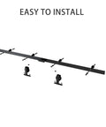 6 Foot Heavy Duty Black Top Mounted Barn Door Hardware Kit For 36 Inch Aluminum Framed Glass Door Or Wooden Barn Door