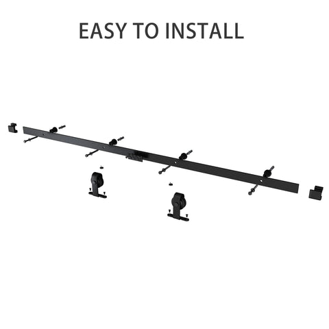 6 Foot Heavy Duty Black Top Mounted Barn Door Hardware Kit For 36 Inch Aluminum Framed Glass Door Or Wooden Barn Door