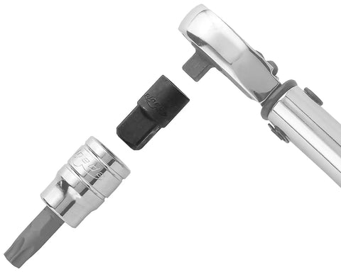 Close-up of Five Piece Impact Socket Adapter And Reducer Set Cr-V Hardened Chrome Vanadium With Black Phosphate Finish