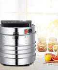 Kid You Not This Heavy Duty Stainless Steel Food Dehydrator on kitchen counter with jars and fruits, showcasing stackable trays.