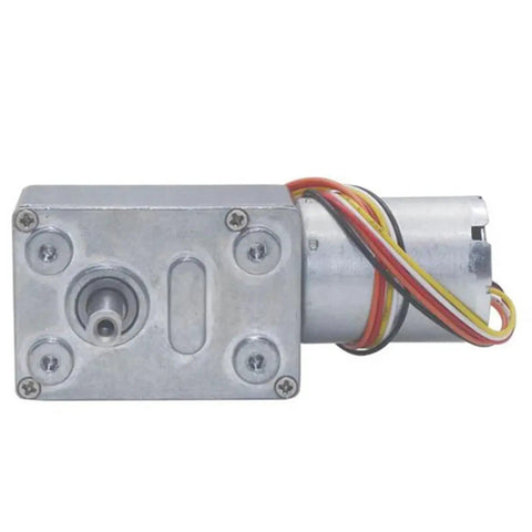 Absolute Beast DC Worm Gear Motor High Torque Speed Reducer 12V 24V adjustable with wires, compact metal casing for robotics and automation.