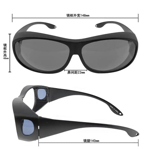 Black Badass Laser Safety Glasses featuring OD6 block rate, scratch-resistant, designed for eye protection against 405Nm to 532Nm wavelengths.
