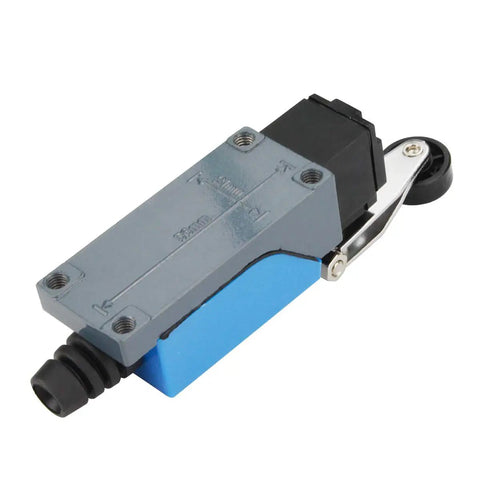 Roller Lever Arm Momentary Limit Switch ME8104 1NC 1NO 2 Pack built for industrial automation, shown with plastic wheel and zinc shell