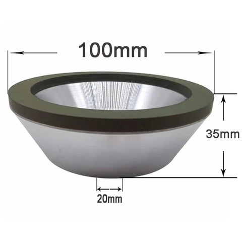 Ultra Cool Flared Cup Diamond Grinding Wheel For Metal Wood And Ceramics Plus Alloy Surfaces With 100 To 600 Grits 100mm diameter.