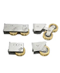 Heavy Duty Sliding Door Rollers With Double Stainless Steel Wheels And Precision Bearings, four-pack for smooth sliding doors.