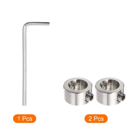 Two Piece 9mm Drill Stop Collar Set For Precise Depth Control, Adjustable Stainless Steel Drilling Limit Ring With Hex Wrench, Anodized Silver Finish, Fits 9mm Drill Bits, Durable Positioner For Consistent Holes; 2-piece set with hex wrench