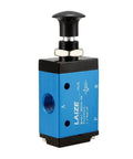 2 Position 3 Way Pneumatic Valve Hand Lever Operated Manual Control Push Pull Direct Acting Type G1/4 Aluminum Alloy Air Valve side view