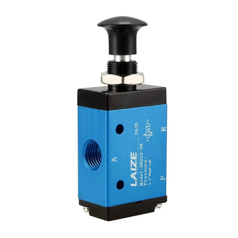 2 Position 3 Way Pneumatic Valve Hand Lever Operated Manual Control Push Pull Direct Acting Type G1/4 Aluminum Alloy Air Valve side view