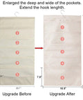 Comparison of Enlarged Closet Hanging Bra Organizer With Rotating Metal Hanger showing size upgrade with mesh pockets.