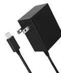 Fast USB-C Charger For Nintendo Switch With USB-C Cord, Compatible With Switch OLED, Switch Lite, And Steam Deck, Powers TV Mode Dock, High Output For Smooth Console Play On Big Screen. Black 39W USB-C wall charger with attached cable and US plug