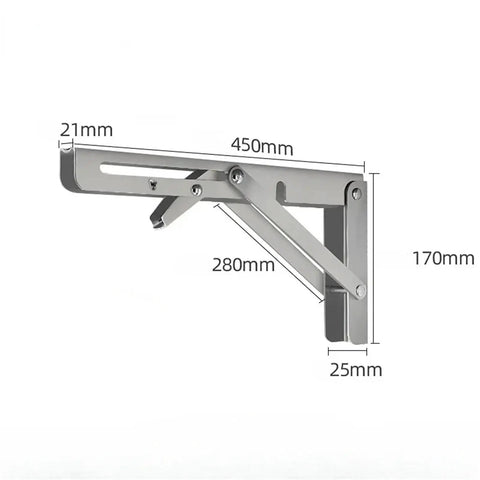 Stainless Steel Folding Shelf Brackets Set Of Four Wall Mounted Heavy Duty Collapsible Table Hinges 18 Inches showing dimensions