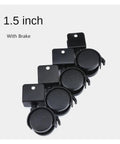 Set Of Four One Point Five Inch U Shaped Plywood Universal Furniture Casters With Brakes For Chairs Desks And Office Tables