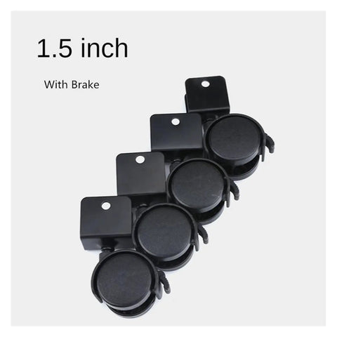 Set Of Four One Point Five Inch U Shaped Plywood Universal Furniture Casters With Brakes For Chairs Desks And Office Tables