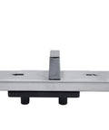 Front view of zinc alloy door lock bolt with vertical center latch; brushed silver finish, privacy indicator hardware