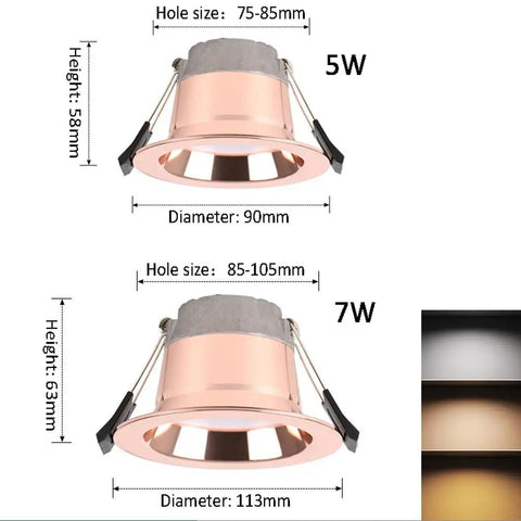 XYIANG Led Recessed Lighting, 3000K/ 4000K/ 6500K Three Color Temperature Adjustable, Dimmable Led Can Lights, 5W and 7W sizes