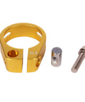Heavy Duty Aluminum Alloy Seatpost Clamp For Mountain, Road And Casual Bikes, Fits 31.8mm And 34.9mm Seatposts, Gold Finish, parts shown