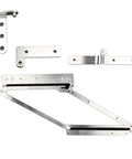180 Degree Folding Door Hinge Kit For Small Spaces Wooden Sliding Hardware shown in stainless steel parts layout.