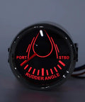 Universal Boat Rudder Angle Indicator With Beefy 0 to 190 Ohm Gauge Backlit Marine Display For Yachts And Boats IP67 Waterproof Rudder Sensor Pro Grade Performance 32V Systems Compatible, red-lit round 52mm gauge