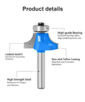 Detailed view of a router bit from the 7 Piece Roundover Router Bit Set With One Quarter Inch Carbide Bits And One Half Inch Shank Adapters