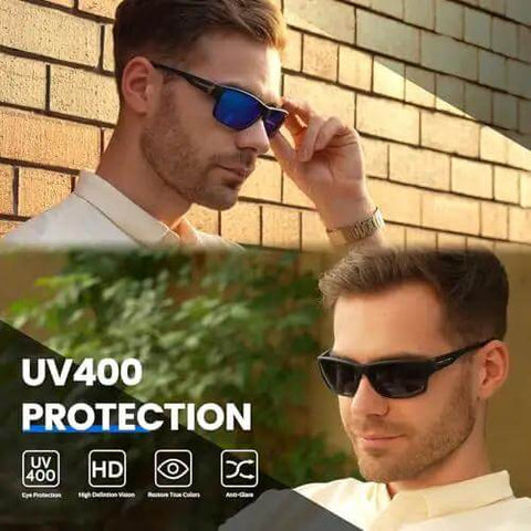 Wrap Around Bifocal Sunglasses With Built In Readers 1.25 For Driving And Sports Use With Blue Or Black Frames UV400 protection