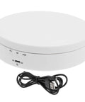White Electric Rotating Display Stand For Jewelry Watches And Cosmetics Automatic Turntable Showcase With Stable Structure Energy Saving Design Perfect Gift Idea with USB cable.