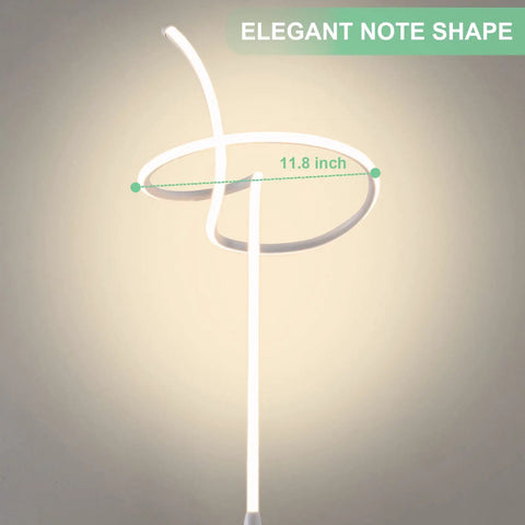 Spiral LED Floor Lamp With Remote And Footswitch, 61 Inch Tall Standing Lamp, elegant note-shaped spiral design