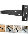 8 Pack Black T Shape Gate Hinges With Screws Zinc Plated T Strap Hinges For Outdoor Wood Fences Barn Shed Deck Hardware