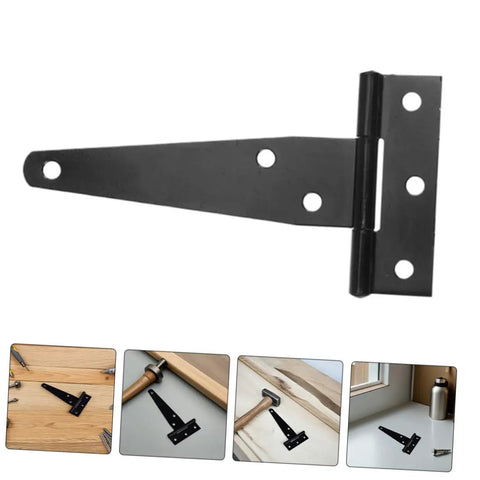 8 Pack Black T Shape Gate Hinges With Screws Zinc Plated T Strap Hinges For Outdoor Wood Fences Barn Shed Deck Hardware