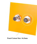 Bulkhead M12 D Code 4 Pin Male To Female Connector IP67 Shielded Wall Pass Thru Panel Mount Socket shown on an orange panel.