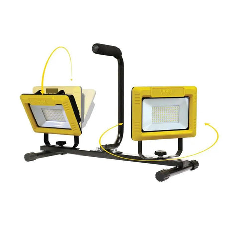 Ultra Bright 120W Portable LED Work Light with Telescoping Tripod Stand Dual Head Adjustable Plug In 12000 Lumens ProSeries Flood Light