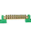 Two Pack 10 Positions Terminal Bus Bar Block Copper Wire Screw Terminal Grounding Strip Green Heavy Duty Plastic Insulated Terminal Block